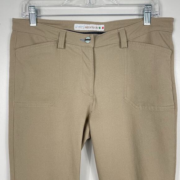 Animo Equestrian Breeches Ladies IT 46 US 14 Khaki Knee Patch Grip Riding Pants - Picture 4 of 10